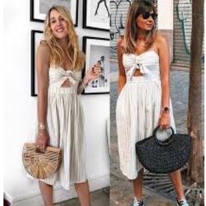Zara cream white pinstripe midi sundress